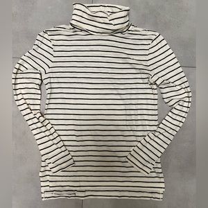 Madewell whisper cotton turtleneck in Ronnie Stripe - Antique Cream in X-SMALL